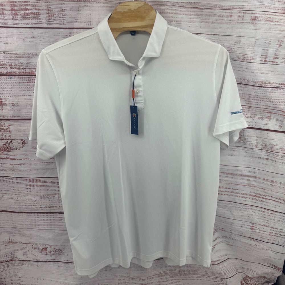 Stitch Golf Polo Shirt Mens 2XL White Solid Pique Performance NEW Logo